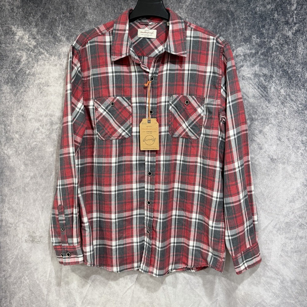 Men's Red Plaid Flannel Long Sleeve Button Down Long Sleeve Button Western Rodeo